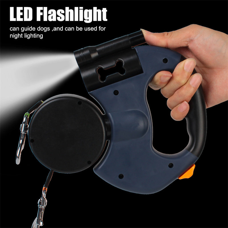 Dual Retractable LED Dog Leash – Tangle-Free, Reflective & 360° Swivel