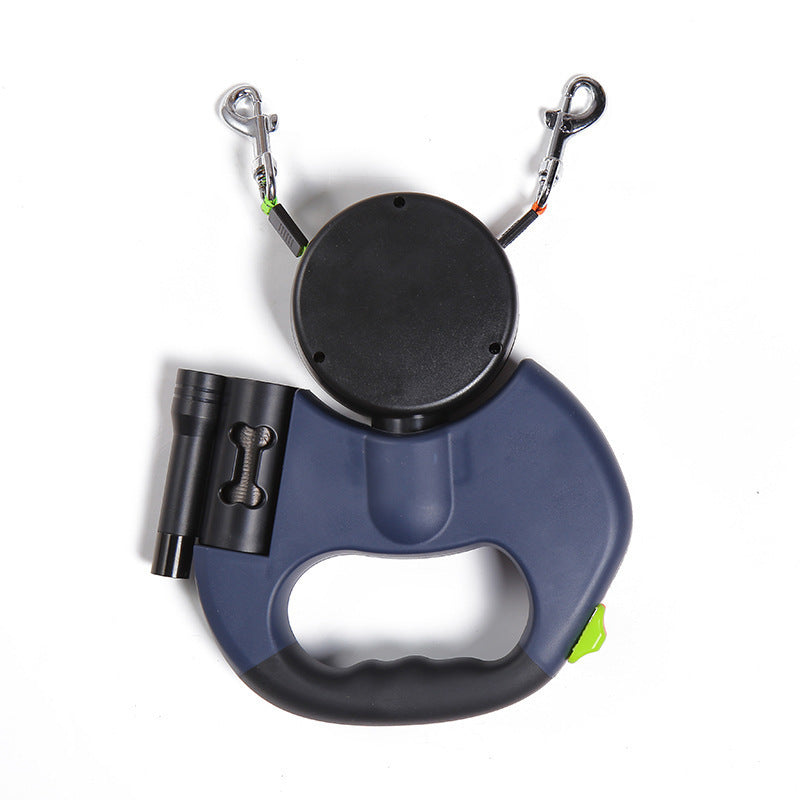 Dual Retractable LED Dog Leash – Tangle-Free, Reflective & 360° Swivel