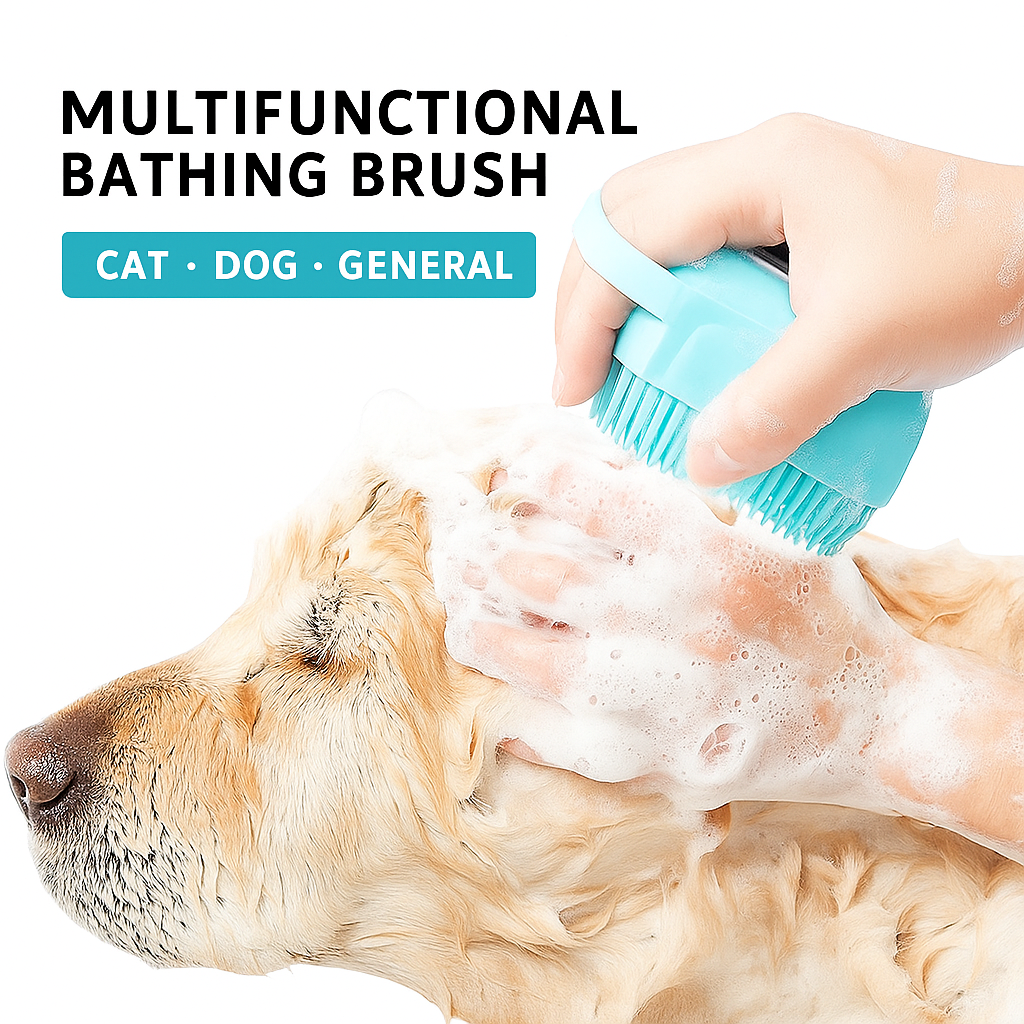 Silicone Dog Bath Brush – Shampoo Dispenser & Grooming Tool