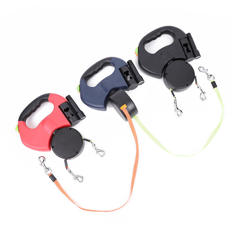 Dual Retractable LED Dog Leash – Tangle-Free, Reflective & 360° Swivel